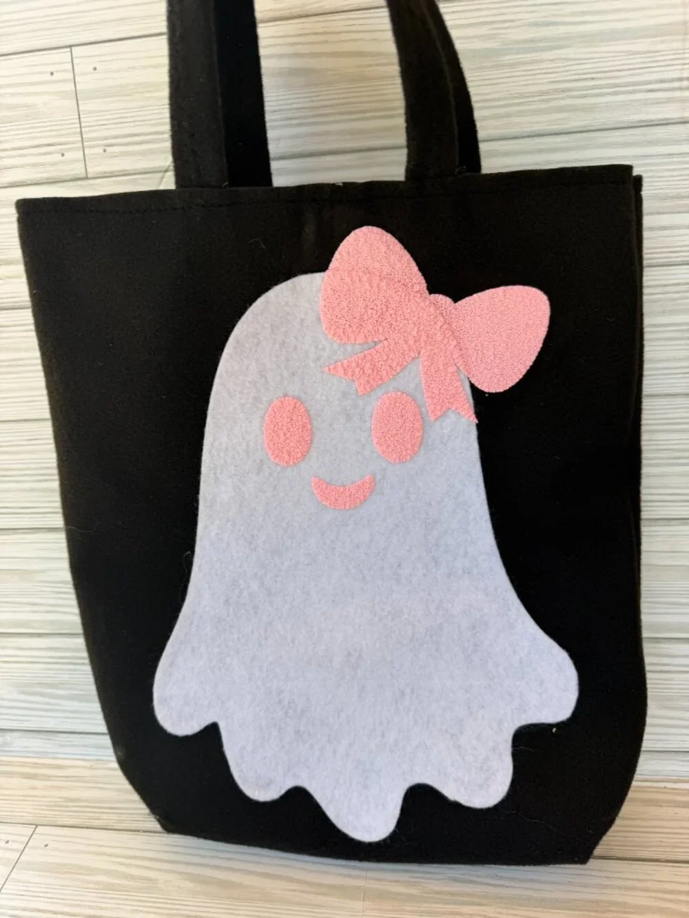 Cute Ghost Halloween Treat bag, Handmade Felt trick or treat Bag, kids Halloween